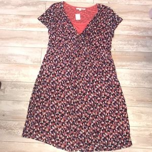 Boden Size 16 Purple Cream & Peach Pattern Dress